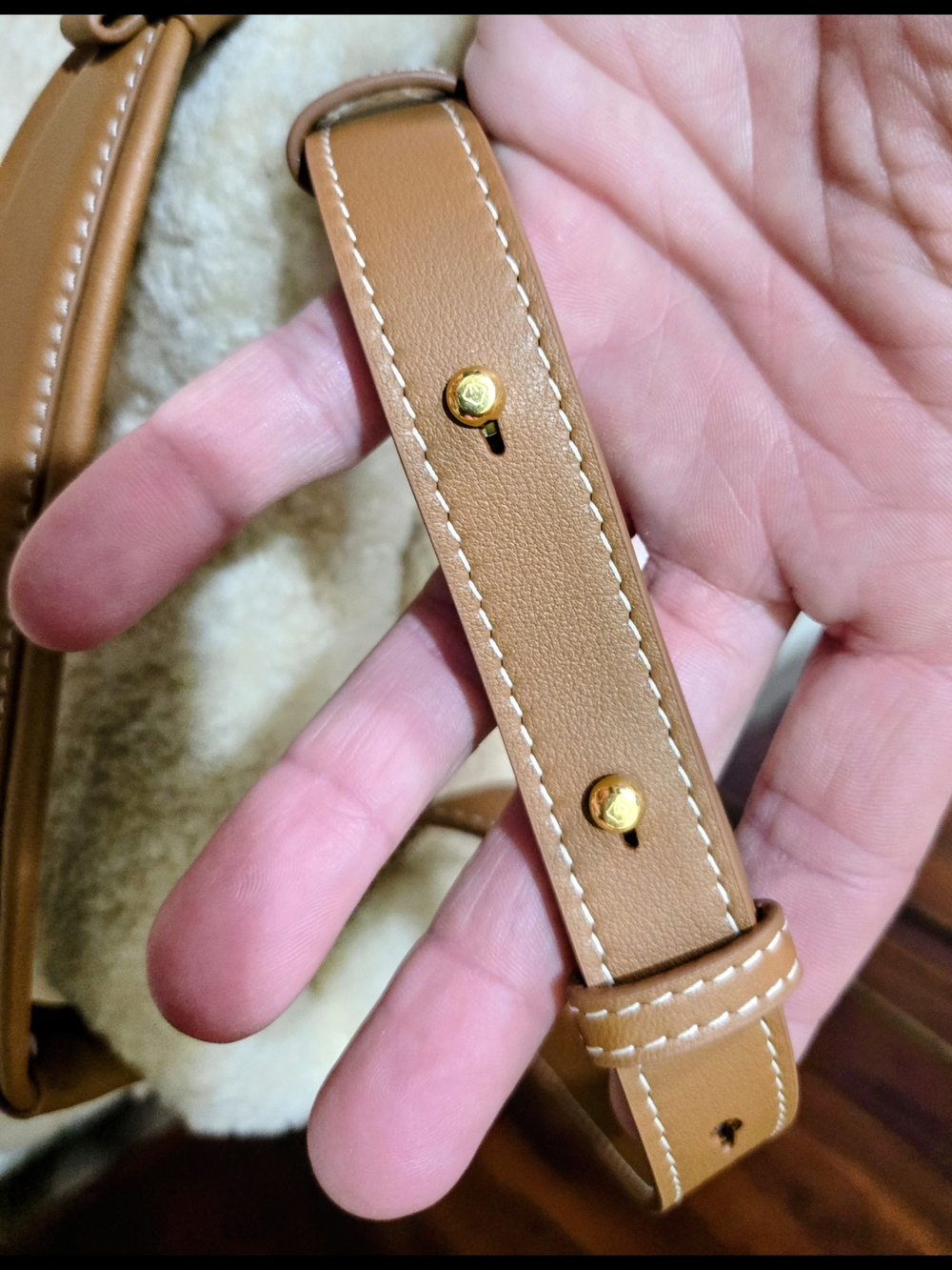 Songmont Amber Shearling Gather Clutch Set Small NWT Luxury Wool Leather - Picture 7 of 14